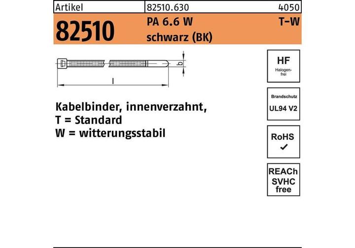 Produktbild HellermannTyton Kabelbinder UV-stabil 260x3,3mm (Kunststoffkabelbinder, 260 mm, 100 Stk.)