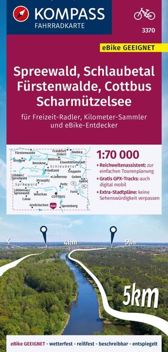 Immagine prodotto Mappa della bicicletta 3370 Spreewald, Schlaubetal, Fürstenwalde, Cottbus, Scharmützelsee 1:7