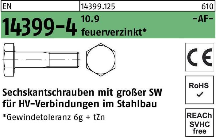 Actual product image August Hexagon head screw EN 14399-4 M 30 x 240 10.9 hot-dip galvanised (1 Screws per piece)