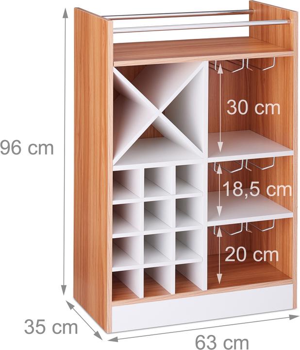 Actual product image Relaxdays Wine Rack, Glass Holder for 22 Bottles (63 x 35 x 96 cm)