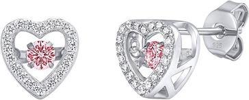 Silvego Azalea silver earrings with pink dancing Brilliance Zirconia MW02035EP