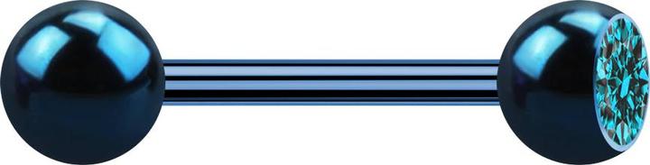 Produktbild Star Piercing Barbell dunkelblau mit Kugel und Kugel Kristall aqua (ohne Messing, Chirurgenstahl 316L)