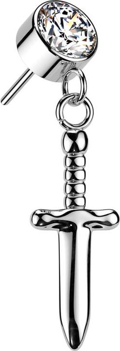 Produktbild Star Piercing Threadless Zylinder silber Kristall silber Anhänger Dolch silber (ohne Messing, Titan G23)