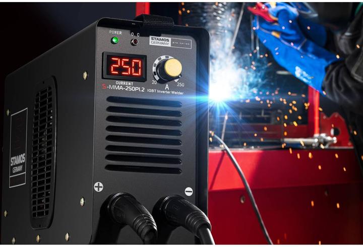 Produktbild Stamos Schweissgerät E Hand Elektroden mma Schlauchpaket 8 Meter LED Anzeige 250A