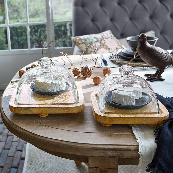 Immagine prodotto Loberon Vaso a campana in vetro con piatto set di 2 Bellavario chiaro/marrone
