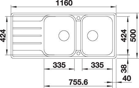 Actual product image Blanco Lemis 8 S-IF (Fitted sink, 116 cm, 50 cm)