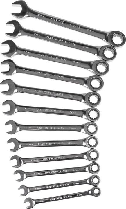 Immagine prodotto Kraftwerk 12-p. Set di chiavi a cricchetto CLICKRAFT (8 mm, 9 mm, 10 mm, 17 mm, 18 mm, 19 mm, 11 mm, 12 mm, 13 mm, 14 mm, 15 mm, 16 mm)