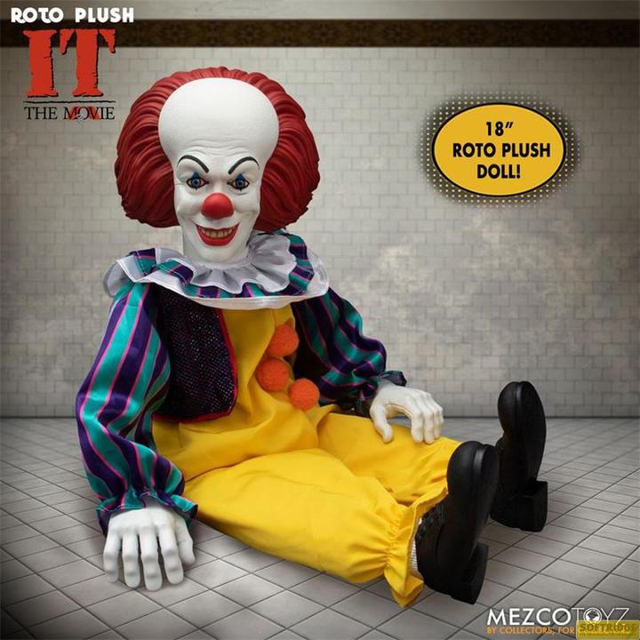 Actual product image Mezco Toys Stephen Kings It 1990 MDS Roto Plush Doll Pennywise 46 cm