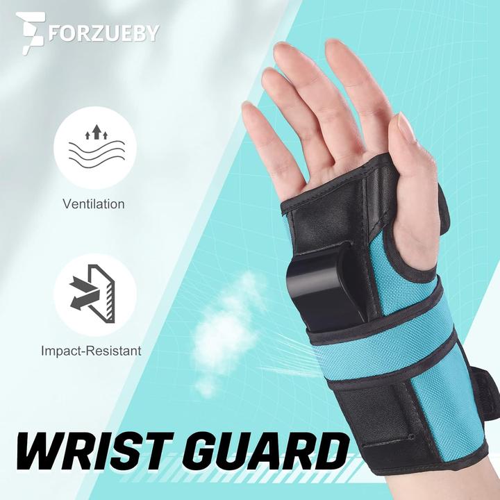 Immagine prodotto Forzueby Schutzausrüstung-Set für Skaten & BMX (6-teilig) (XS, Protezioni per i polsi, Protettori gomito, Ginocchiera, 6 pezzi)