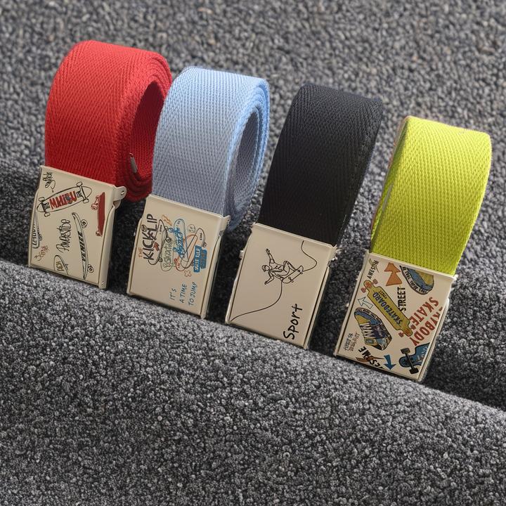 Produktbild Only-Bags.Store 1 PC Jugendgürtel, verdicktes buntes Segeltuch, kreativer Strassengürtel, austauschbare Schnalle