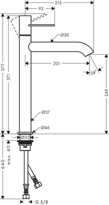 Image du produit Axor Mitigeur monocommande pour lavabo UNO 250 poignée étrier chrome
