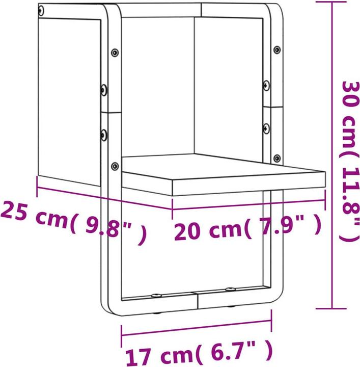 Immagine prodotto VidaXL Mensola a muro con barra Sonoma in rovere 20x25x30 cm, colore (20 x 25 x 30 cm)