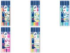 Actual product image Staedtler triplus color 323 triangular fibre-tip pens (323-21 light pink 323-62 lavender, 323-43 - light orange 323-53 - lime green, 6 colours colour pastel, 323-54 turquoise 323-82 - light grey, 6 x)