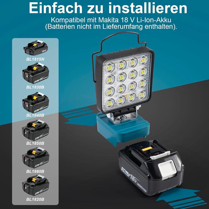 Actual product image ‎Sentoo Kabellose LED-Arbeitsleuchte für Makita 18V (4800 lm)