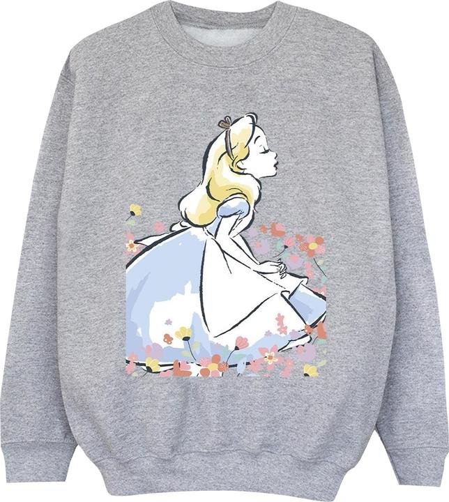 Disney Mädchen Alice im Wunderland Skizze Blumen Sweatshirt