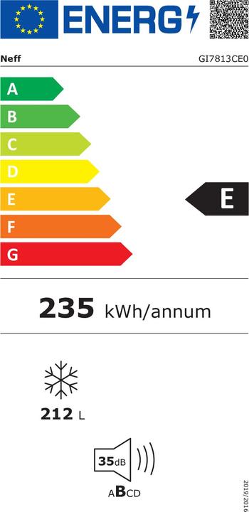 Energy Label Neff GI7813CE0 EB freezer (Installation, 212 l)