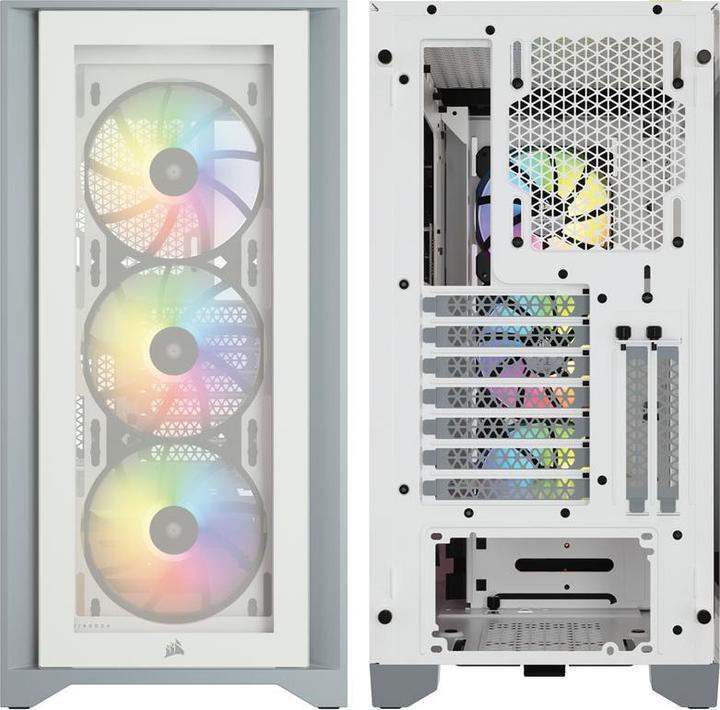 Produktbild Corsair iCUE 4000X RGB Mid-Tower White-Gehäuse aus gehärtetem Glas (mATX, Mini-ITX, ATX, E-ATX)