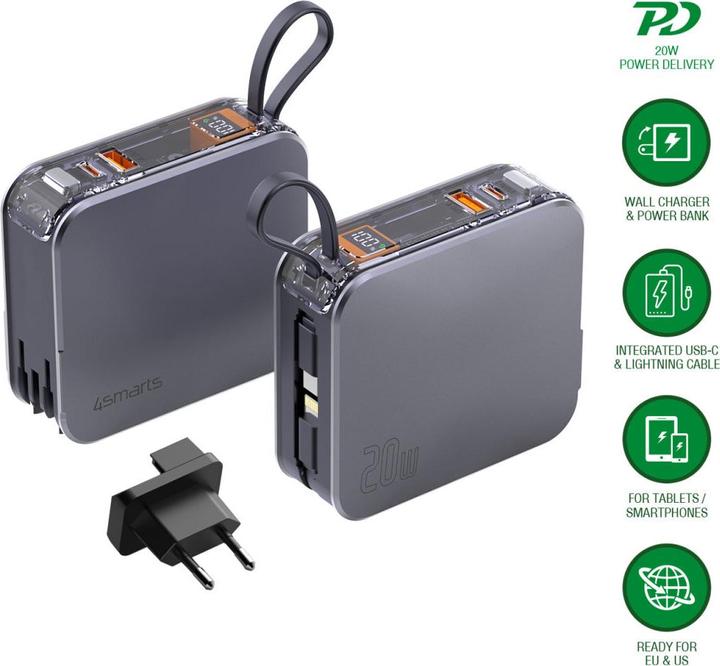 Produktbild 4smarts 3in1 Hybrid Charger Lucid (10000 mAh, 20 W, 37 Wh)