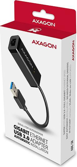 Actual product image Axagon ADE-SR Gigabit Ethernet 10/100/1000 Adapter - USB 3.0 Type A (USB 3.0, RJ45 (1x))