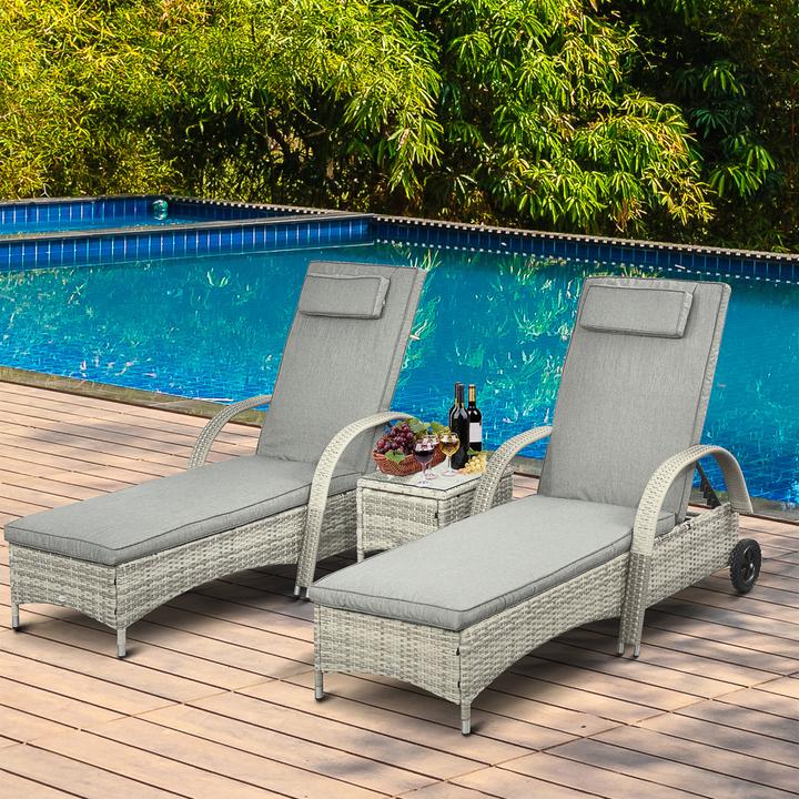 Produktbild Outsunny Rattan Sonnenliegen mit Tisch