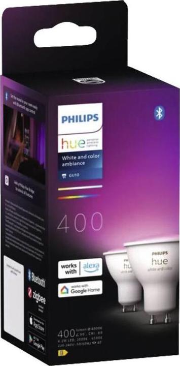 Produktbild Philips Hue LED Lampe (GU10, 4.20 W, 400 lm, 2 x, E)