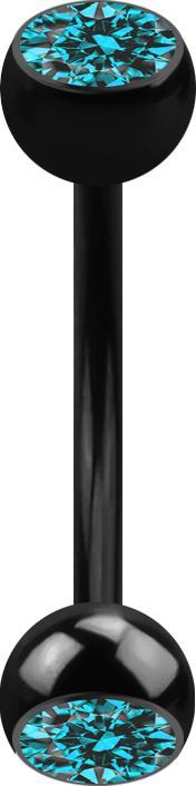 Immagine prodotto Star Piercing Micro banana nera con due sfere e cristallo azzurro (Titanio G23, senza ottone)
