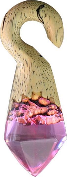 Produktbild Star Piercing Ohrgewicht Haken färbung Epoxy violett aus Tamarind Holz (ohne Messing, Organisch)