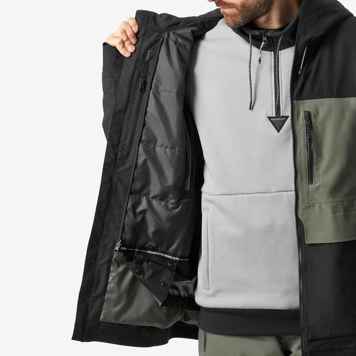Actual product image Dreamscape Snowboard jacket men's ski jacket - SNB 500 Ziprotect khaki/black (M)
