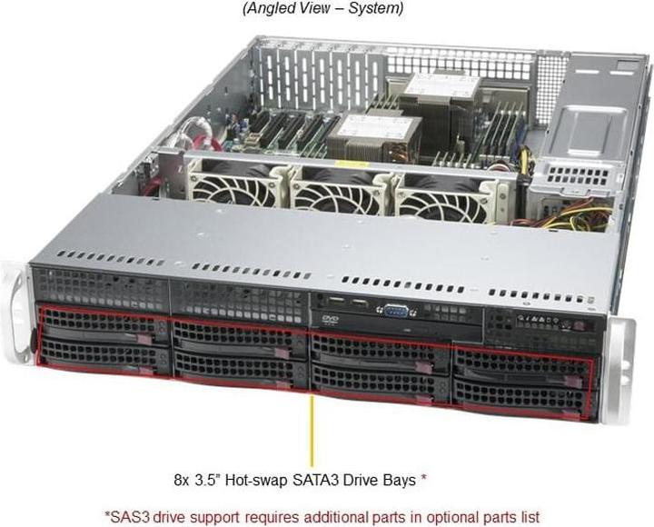 Actual product image Supermicro SYS-620P-TRT, DDR4-SDRAM, SATA III, DVD-ROM, 120 W, Rack (2U)