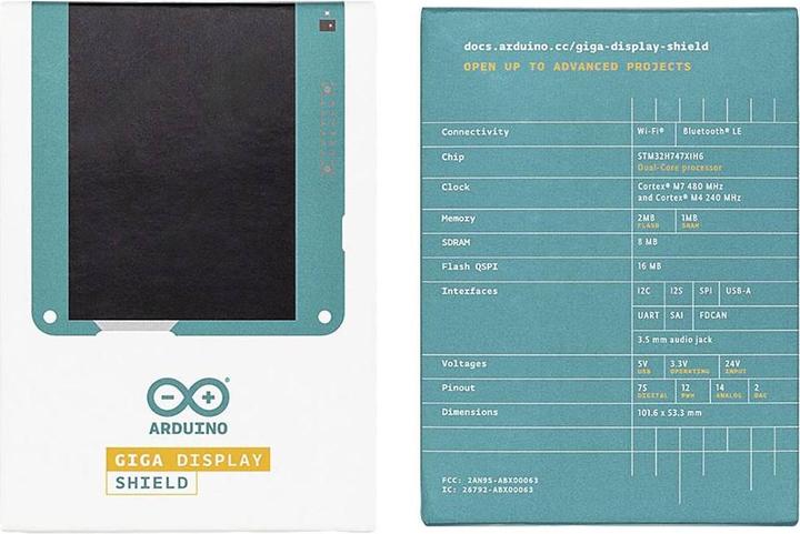 Produktbild Arduino GIGA Display Shield Touchscreen-Monitor 10.1cm (3.97 Zoll) 800 x 480 Pixel