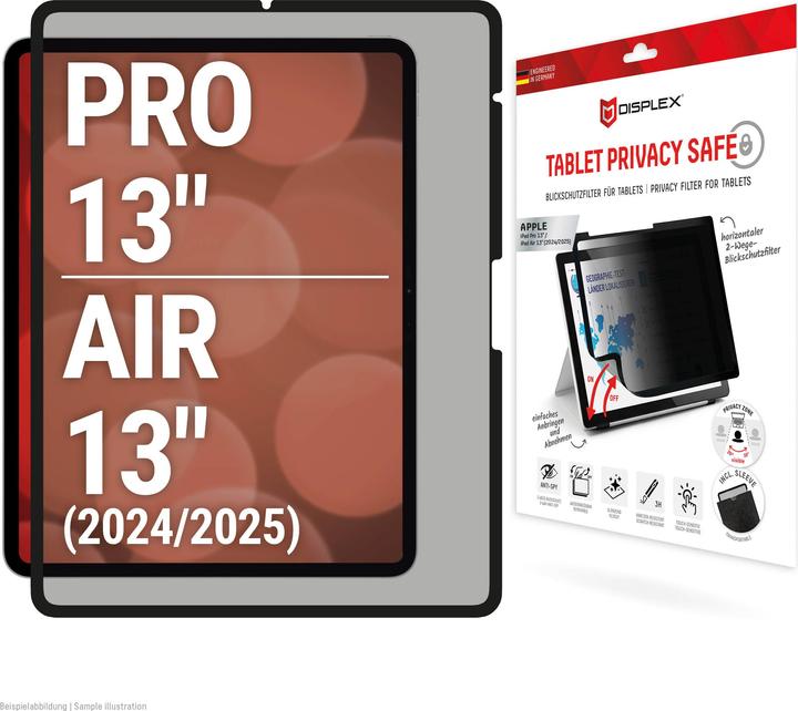 Produktbild Displex Tablet Privacy Safe, Tablet Blickschutzfolie (1 Stück, iPad Air 13 2024 (M2), iPad Pro 13 2024 (M4), iPad Air 13 2025)