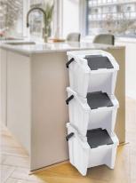Image du produit Tontarelli poubelle verticale avec anse moda 28l blanc/noir (28 l)