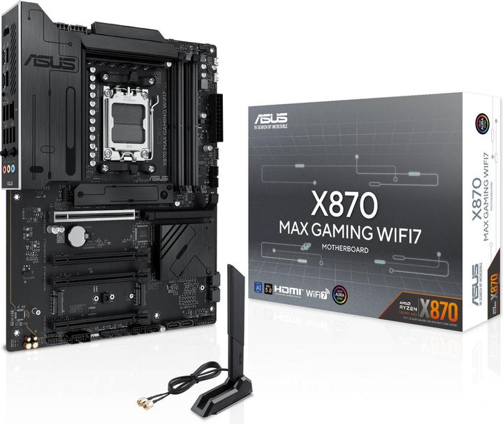 Produktbild ASUS MB AMD AM5 X870 MAX GAMING WIFI7 (AM5, AMD X870, ATX)