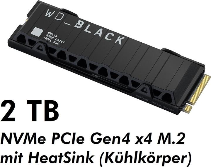 Actual product image WD Black SN850 with heatsink (2000 GB, M.2 2280)