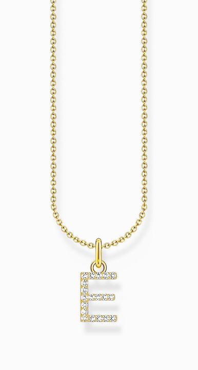 Immagine prodotto Thomas Sabo Catena con ciondolo a forma di lettera E placcato oro (Argento 925, 38 - 45 cm)