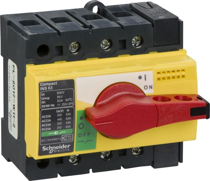 Image du produit Schneider Electric Interrupteur-sectionneur de charge. INS63,3P, 63A/690V AC/250V 28918