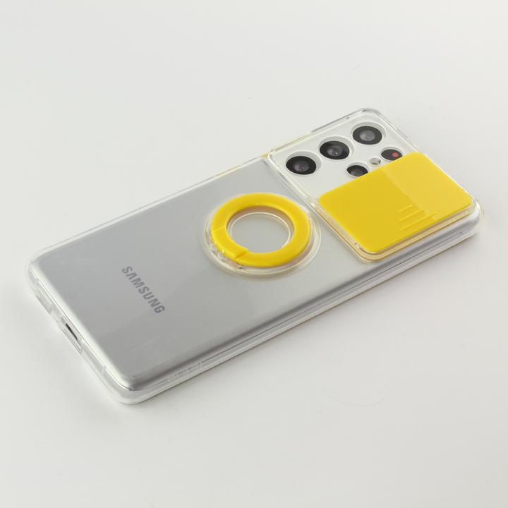 Actual product image PhoneLook Coque Caméra clapet avec anneau jaune (Samsung Galaxy S22 Ultra)