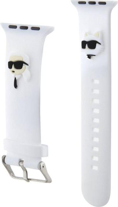 Immagine prodotto Karl Lagerfeld Pasek KLAWMSLKCNH Apple Watch 38/40/41mm biały/cinturino bianco 3D Rubber Karl&Choupette H (Acciaio, Silicone)
