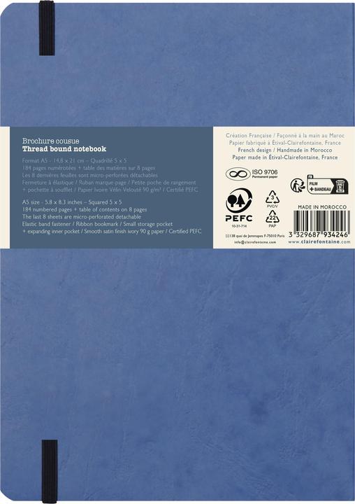 Image du produit Clairefontaine My.Essential Age Bag carnet brochure cousu dos carré à pages numérotées A5 192 pages petits carreaux (A5, Quadrillé, Couverture rigide)