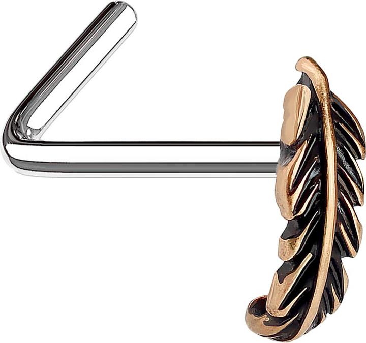 Image du produit Star Piercing Nasenstecker gewinkelt rosegold Blatt (sans laiton, Acier chirurgical 316L)