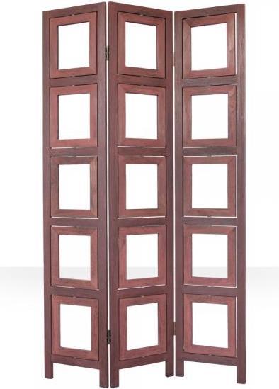 Actual product image Homestyle4u 3 fold screen room divider wood partition wall in brown photo wall