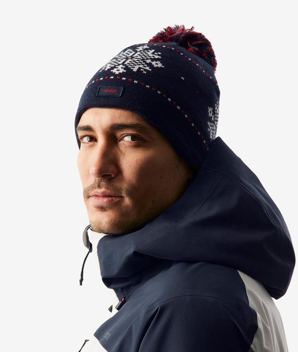 Actual product image Wedze Ski cap adults - Jacquard white/blue (M)
