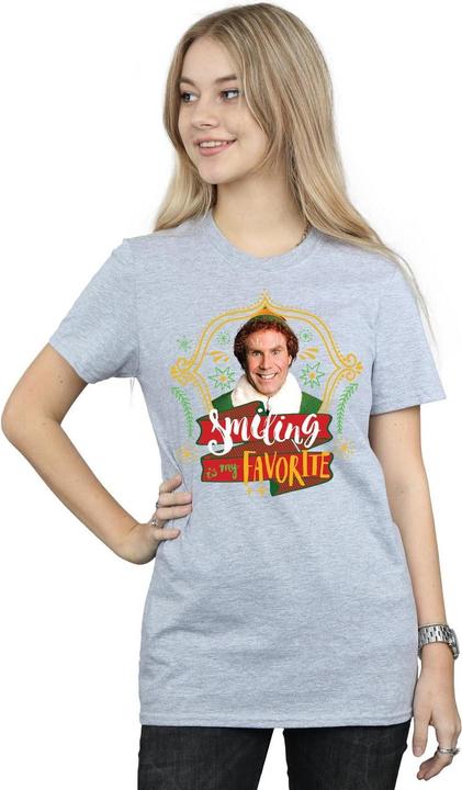 Actual product image Elf Womens/Ladies Buddy Smiling Cotton Boyfriend T-Shirt (M)
