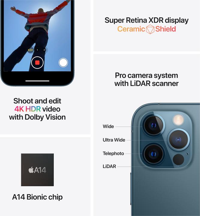 Actual product image Apple iPhone 12 Pro (512 GB, Silver, 6.10", SIM + eSIM, 12 Mpx, 5G)