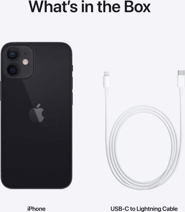 Image du produit Apple iPhone 12 mini (128 Go, Noir, 5.40", SIM + eSIM, 12 Mpx, 5G)