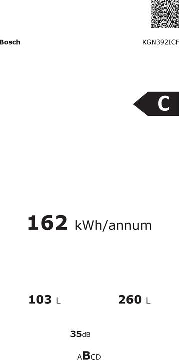 Energie-Label Bosch Hausgeräte Serie 4 KGN392ICF (363 l)