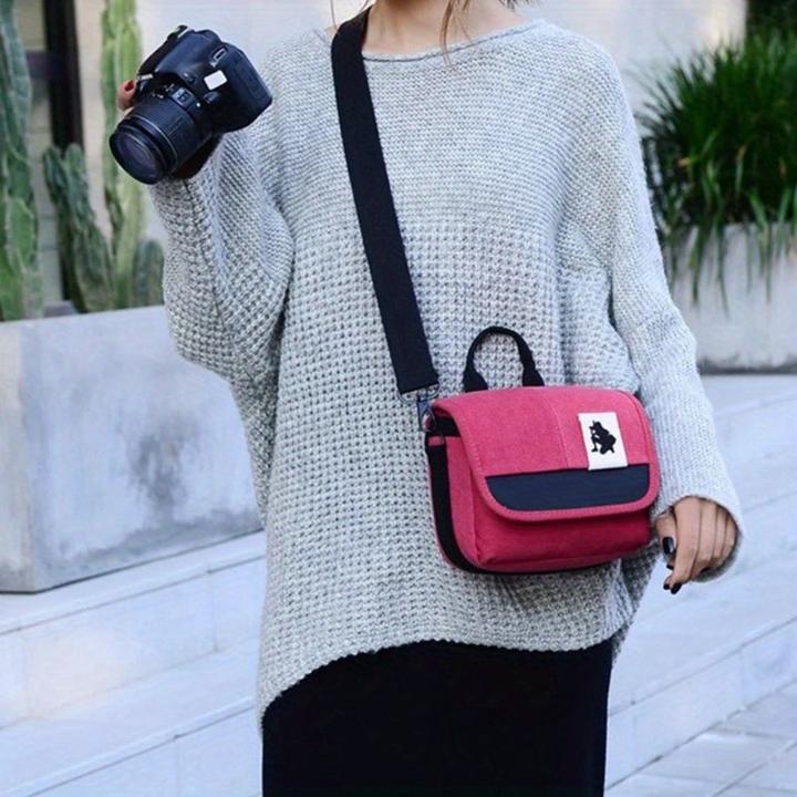 Produktbild Only-Bags.Store Praktische Crossbody SLR DSLR Kameratasche Canvas Schultertasche mit Reissverschluss (Kamera Schultertasche)