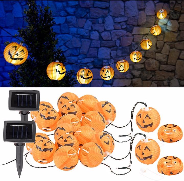 Image du produit Lunartec Lot de 2 lampes solaires en forme de citrouille d'Halloween (1.60 m)