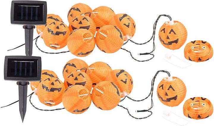 Image du produit Lunartec Lot de 2 lampes solaires en forme de citrouille d'Halloween (1.60 m)