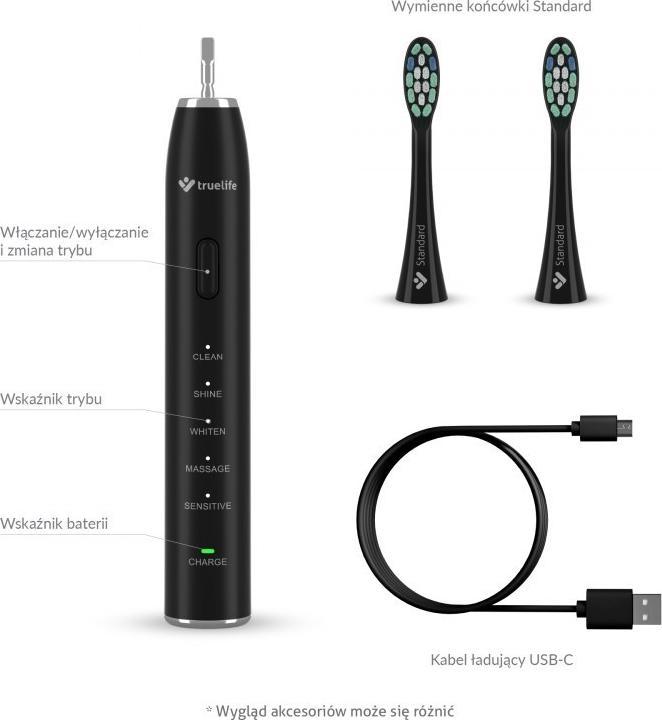 Actual product image Truelife SonicBrush Clean30 Black Adult Vibrating Toothbrush (Sonic toothbrush)